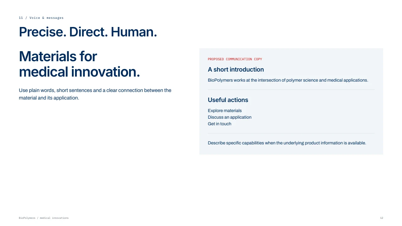 BioPolymers: Voice and messaging examples.