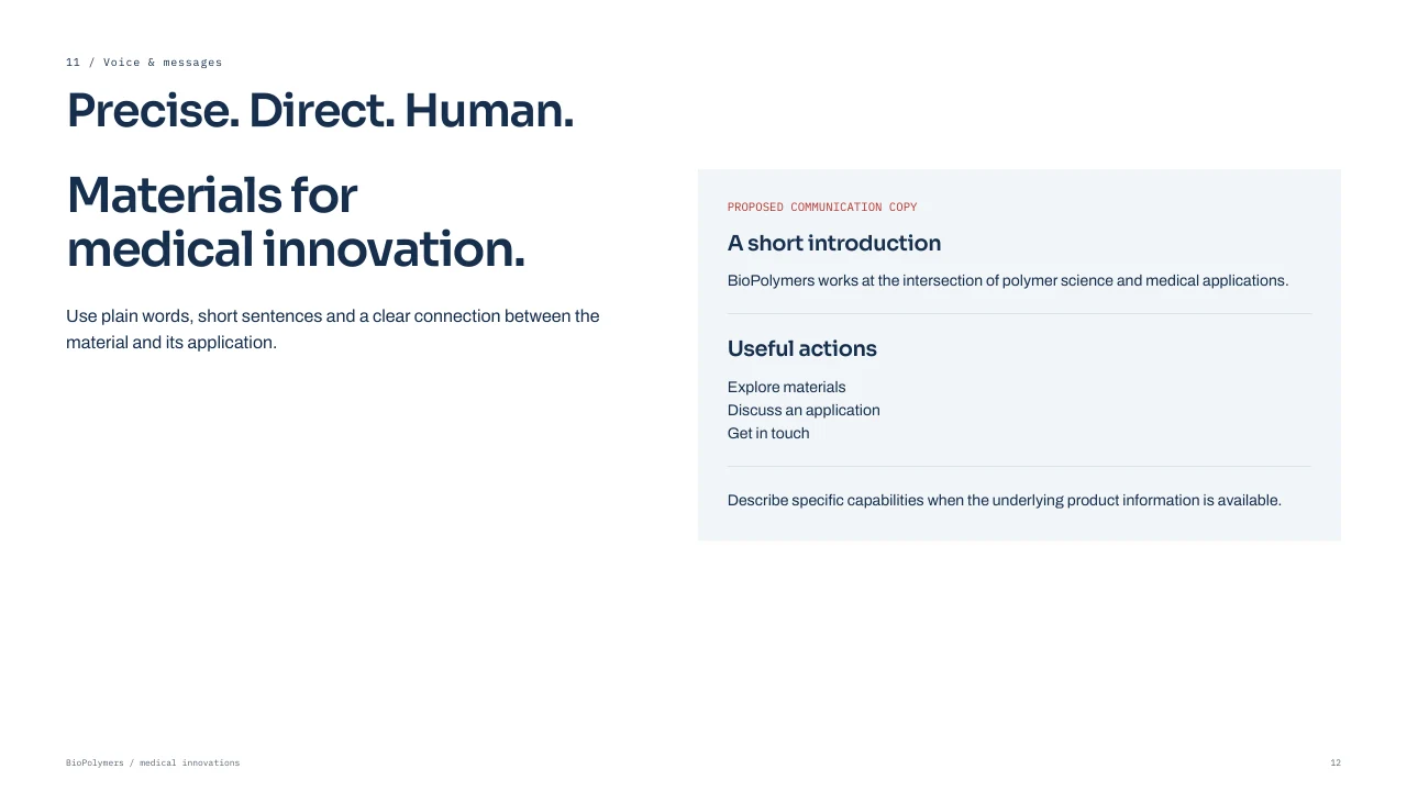 BioPolymers: Voice and message examples.