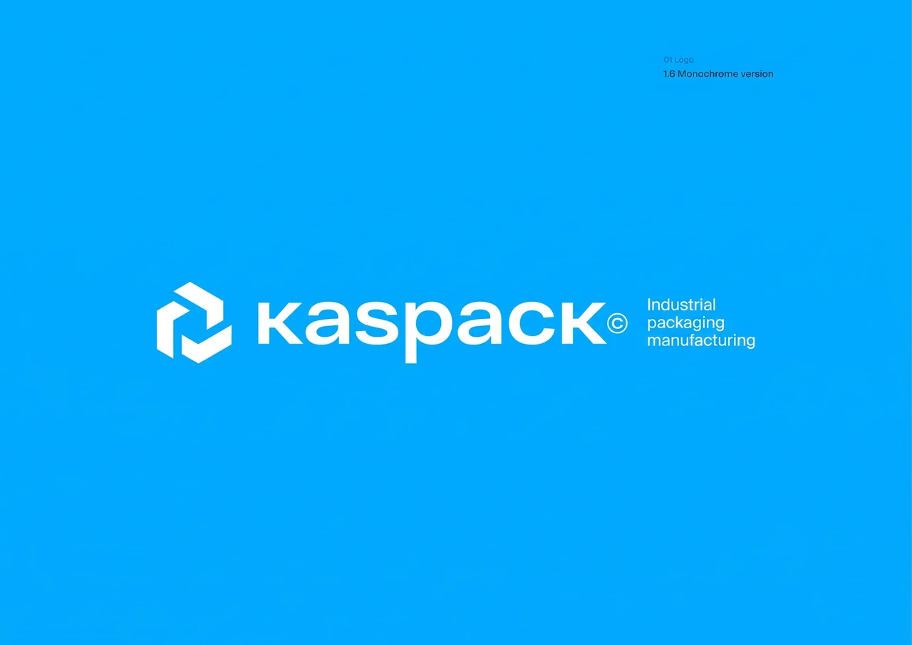 Kaspack: A reversed signature on blue.