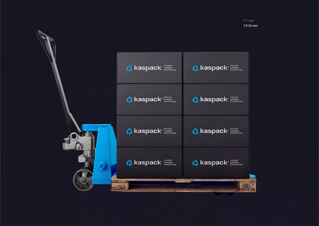 Kaspack: Cartons carrying the identity.