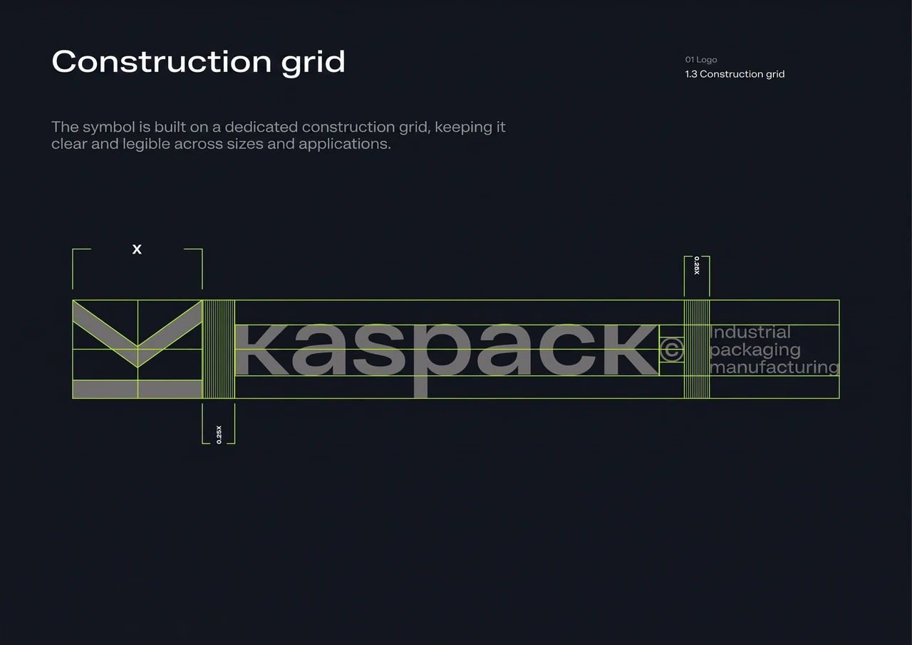 Kaspack: Proportions and construction of the wordmark.