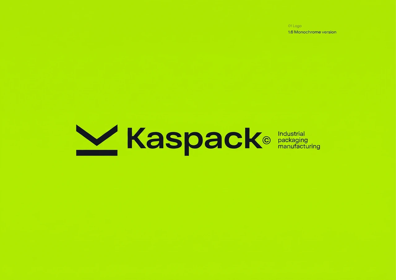Kaspack: The identity on its lime brand colour.