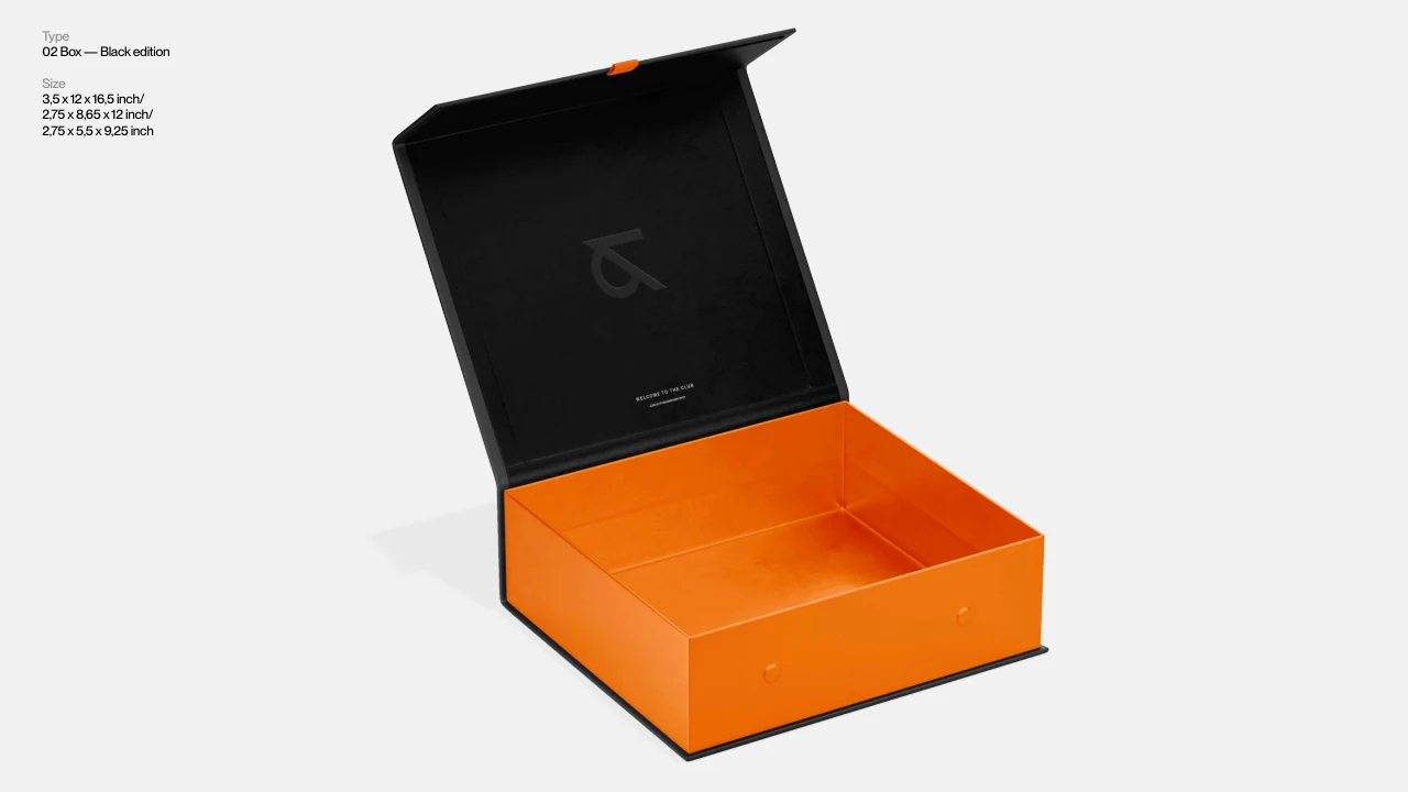 Max and Mark: The black box with its orange interior revealed.