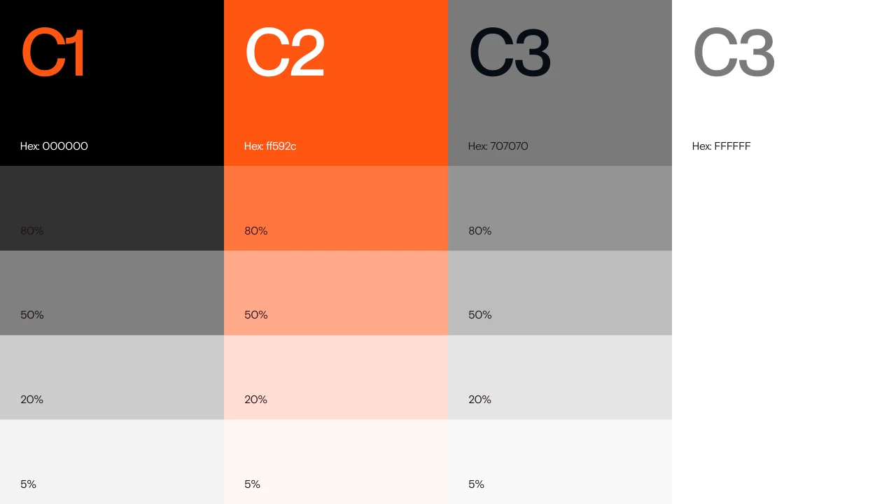 Max and Mark: The original orange, black, grey and white palette.