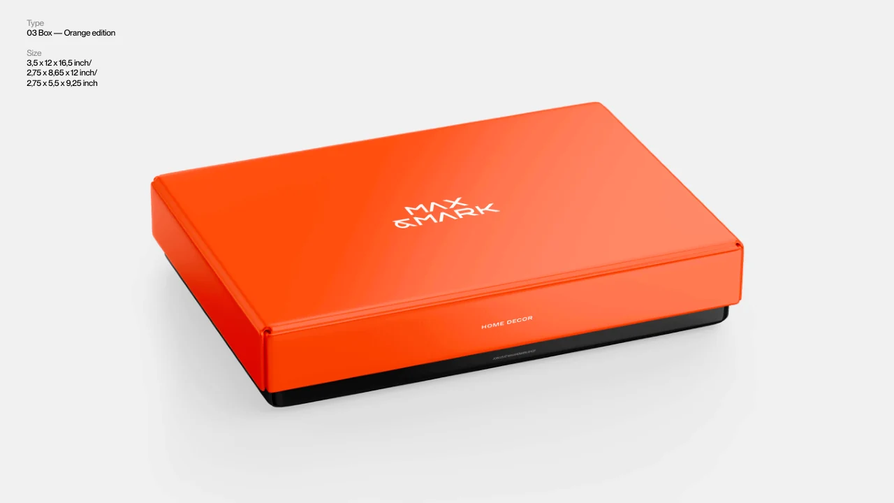 Max and Mark: An orange presentation box.