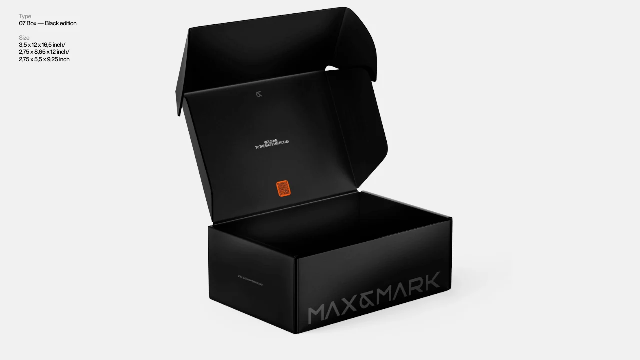 Max and Mark: The interior of a black hinged box.