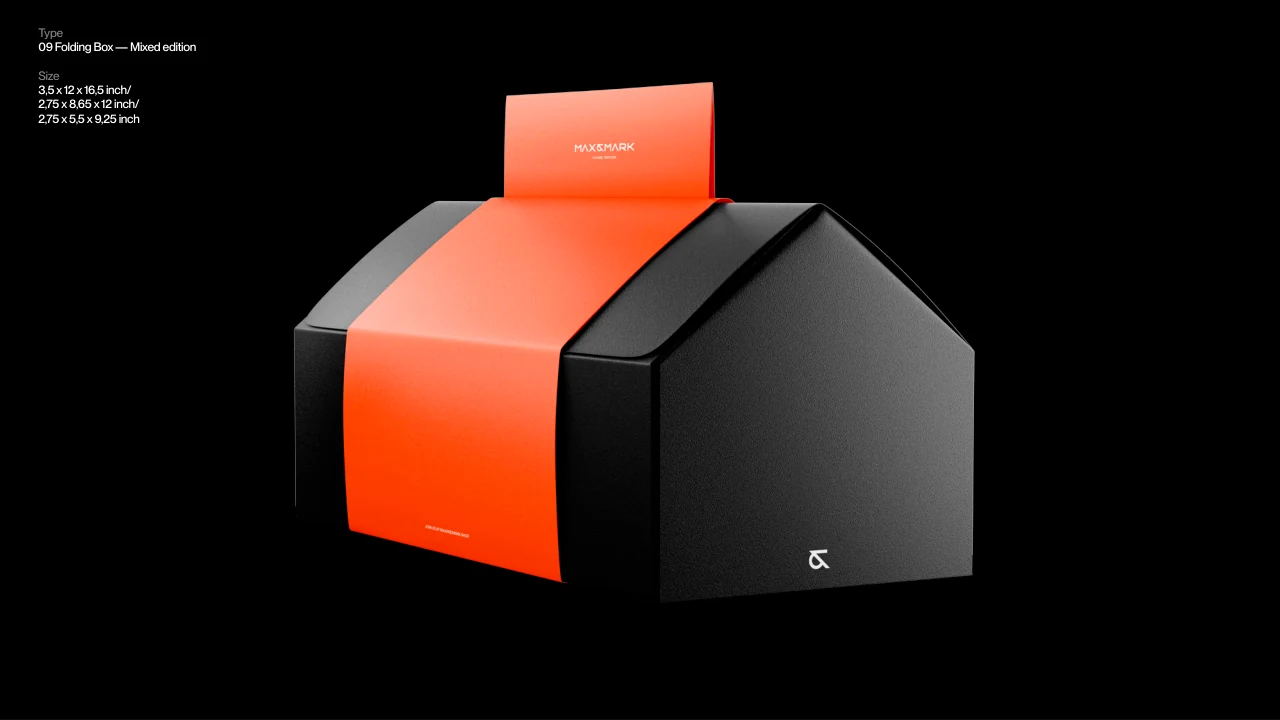 Max and Mark: A folding box with contrasting panels.