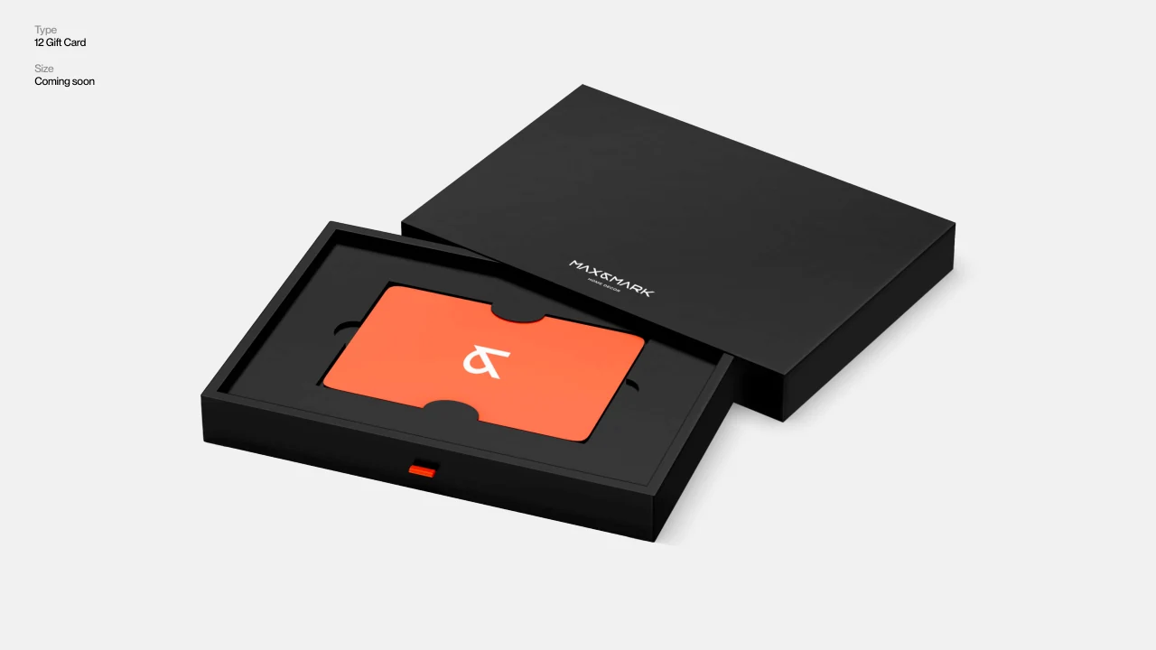 Max and Mark: A gift card and its presentation sleeve.