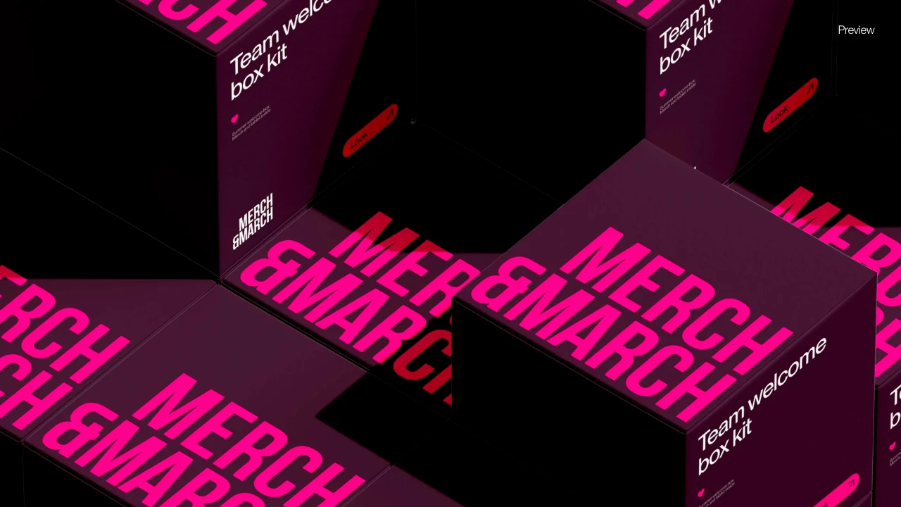 Merch and March: Printed materials and packaging.