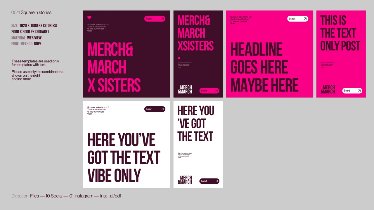 Merch and March: Reusable social media templates.