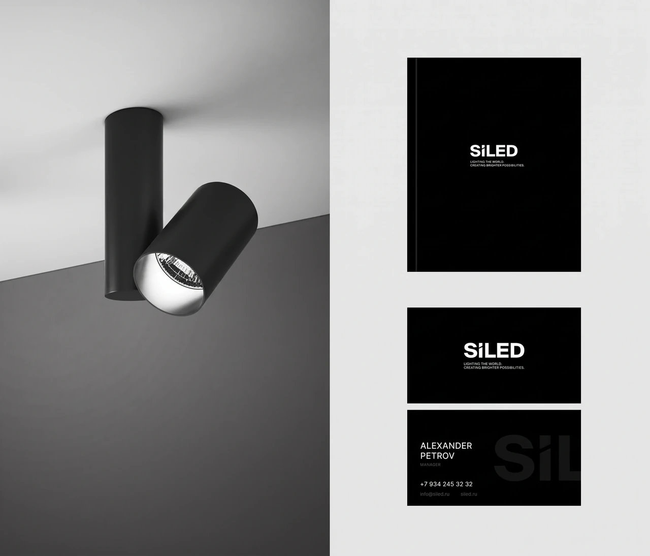 SiLED: Product presentation and stationery.