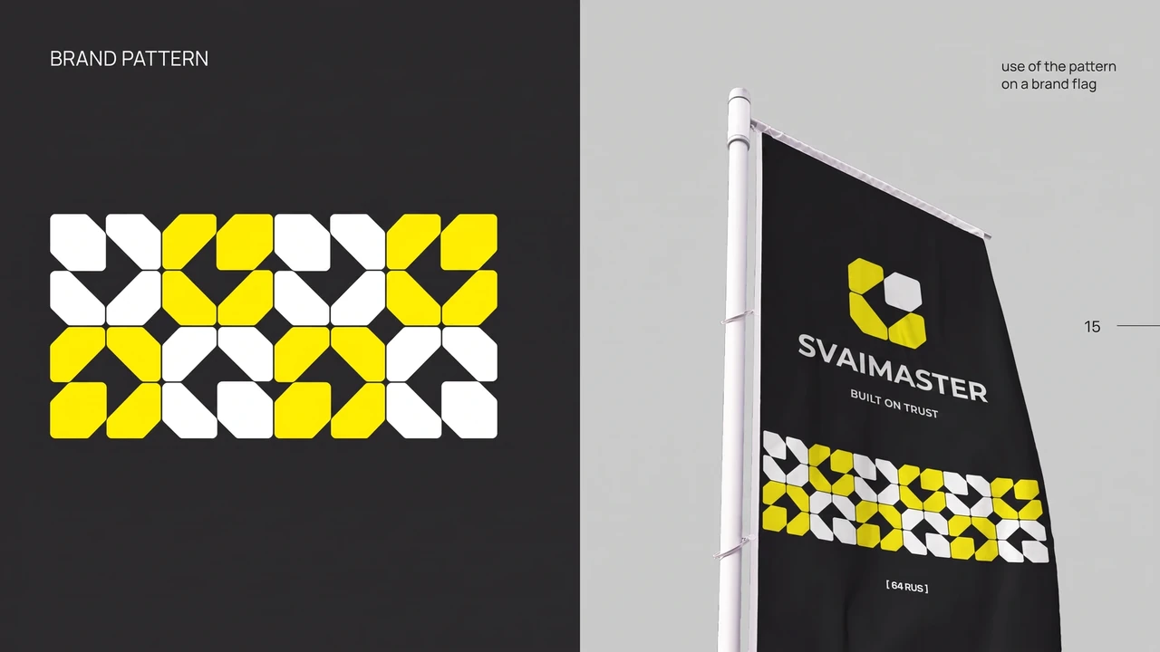 Svaimaster: A repeat pattern derived from the symbol.