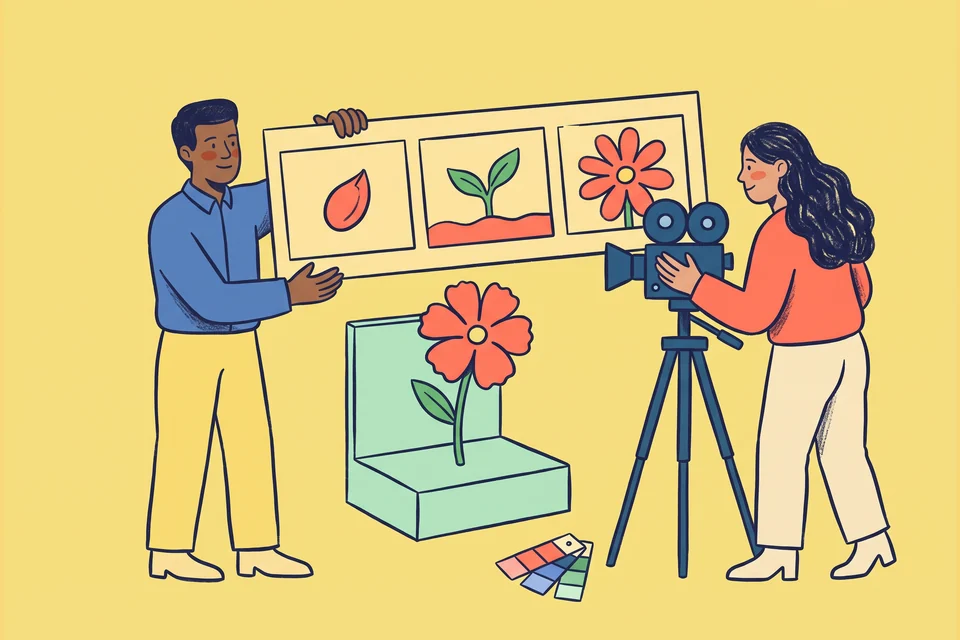 Creators turn a seed-to-flower storyboard into a filmed visual story.