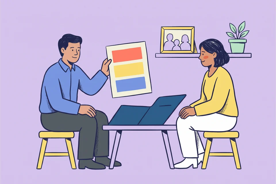 A wealth adviser discusses planning documents with a client.